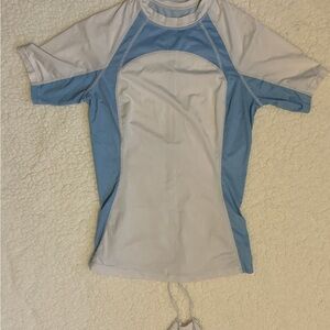 Lululemon Athletica Blue and White Short Sleeve Tee